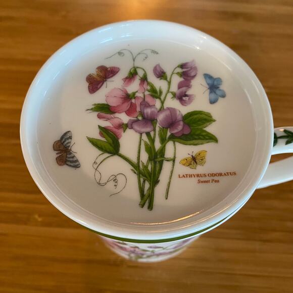 Portmeirion Botanic Garden Sweet Pea 2-Pc. 4" Mug Tea Cup w/ Coaster FLAWLESS - Picture 3 of 9